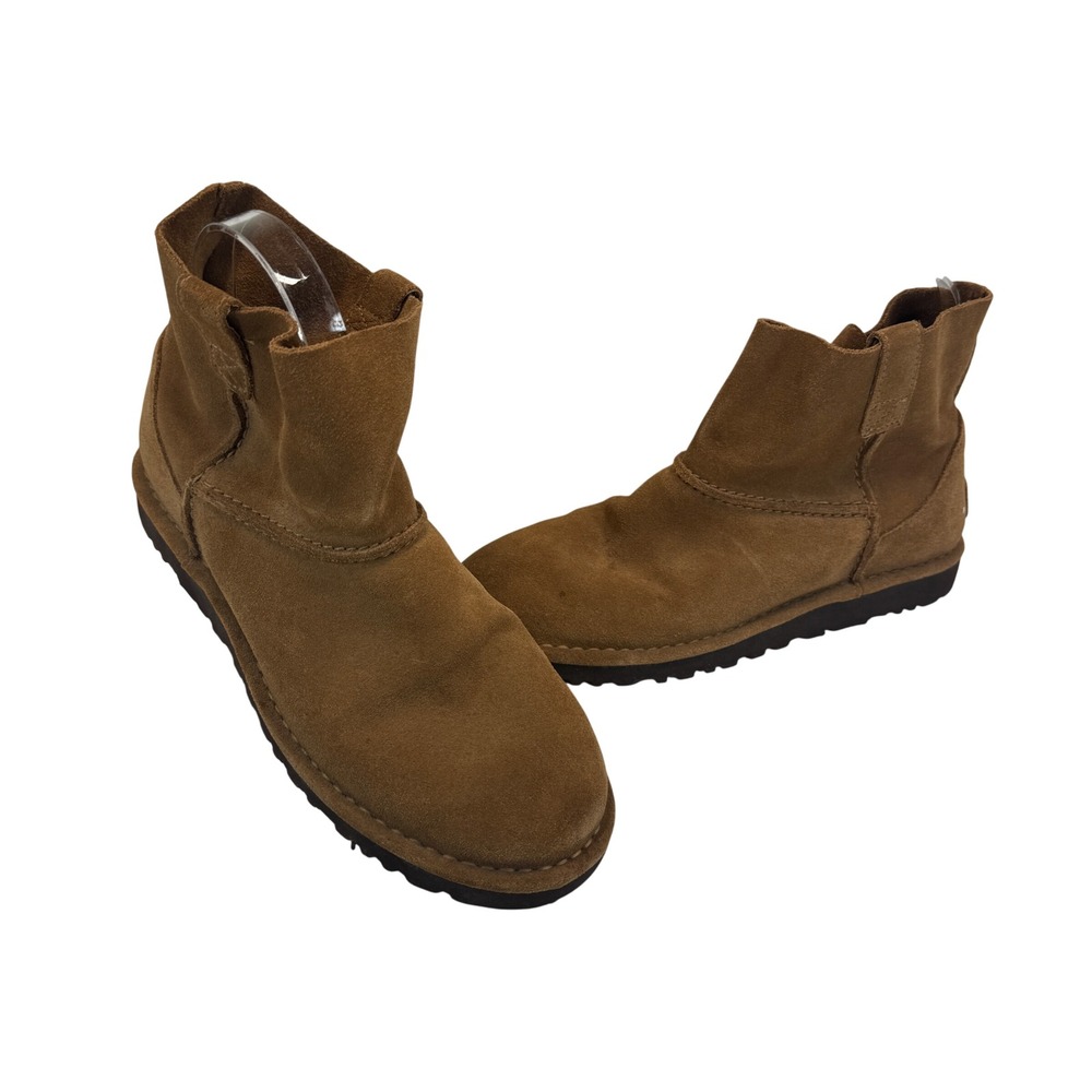 UGG Classic Mini Unlined Boots Chestnut Suede Womens Sz 8 Casual Slouchy Pull On